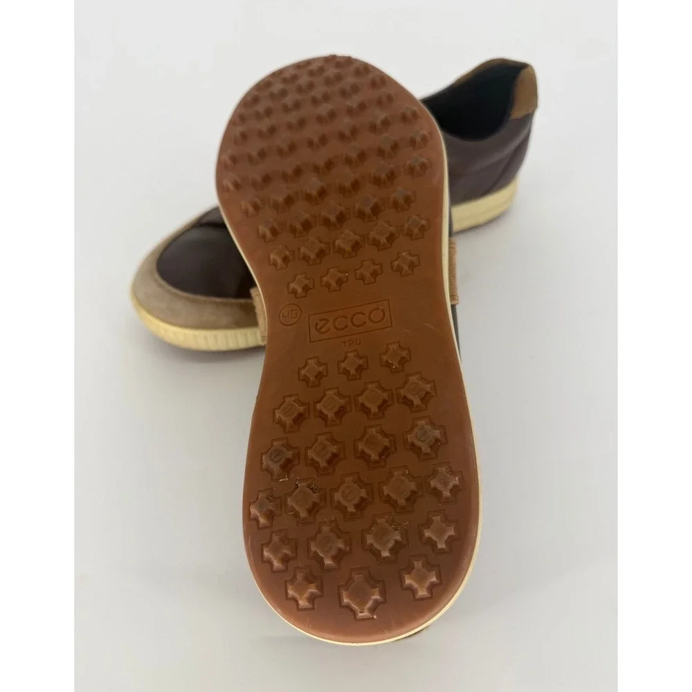 ECCO Mens Brown Leather Suede Low Top Lace Up Sneakers Studded Size 46